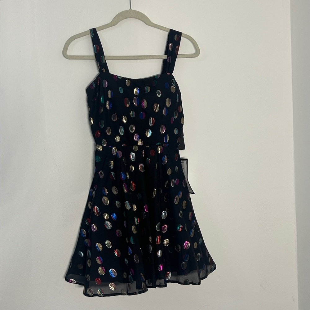 City Studio Womens Juniors Chiffon Polk Dot Fit & Flare Dress 3/4